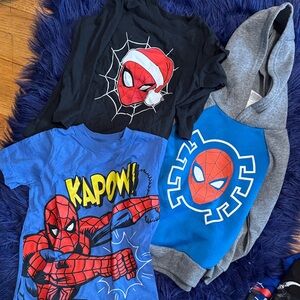 Lot of Marvel Spider-Man T-Shirts and Hoodie Set.. Extras Sonic Star Wars 4T